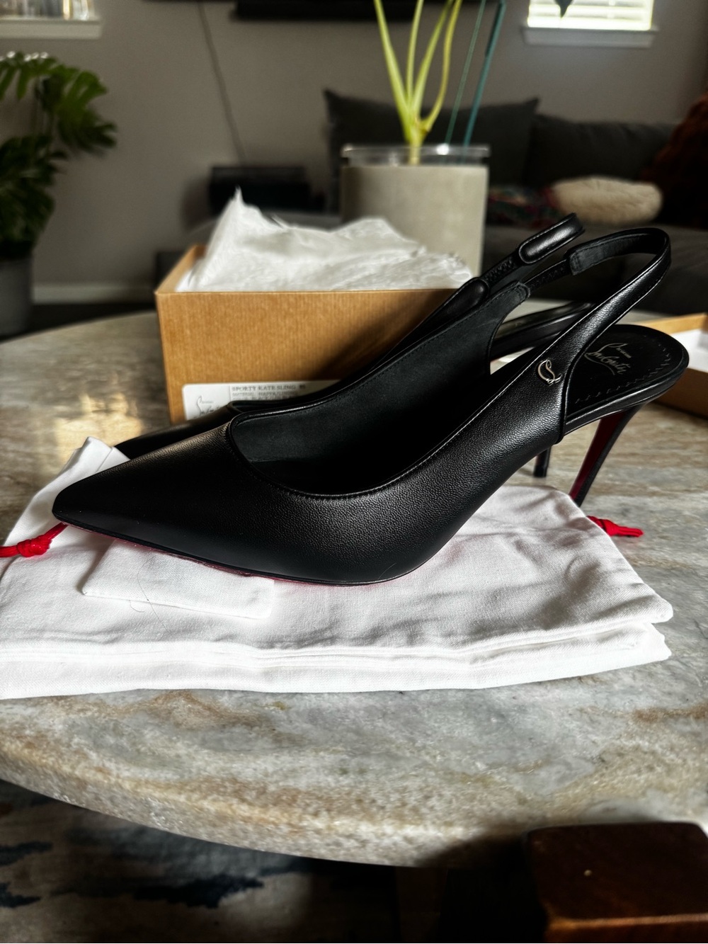 Sporty Kate sling 85mm Leather Pointed Slingback Pumps by